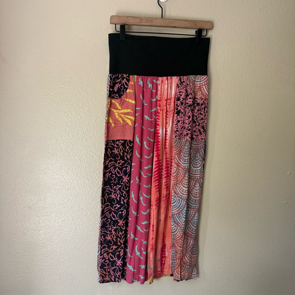 Patchwork Wide Leg Capri Pants